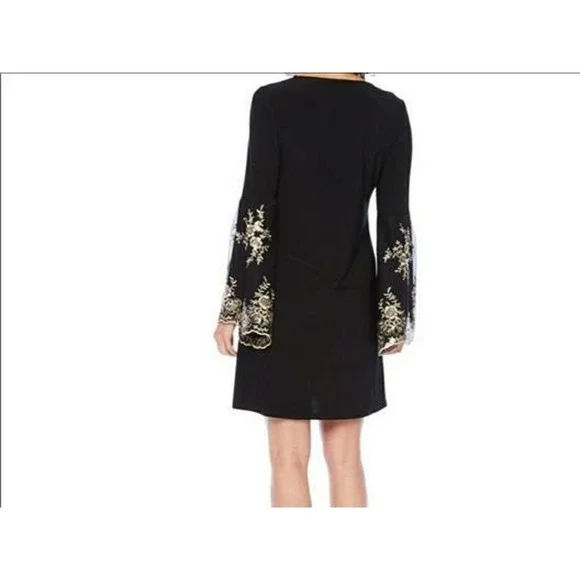 NWT MSK Bell Sleeve Shift Dress Black Gold Sleeve Women's Plus Size 1X H14730 - Picture 11 of 14